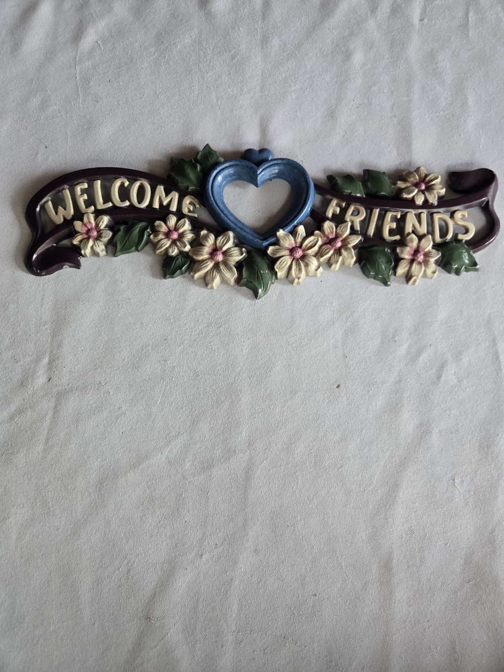 Welcome Friends Floral Cast Iron Wall Sign